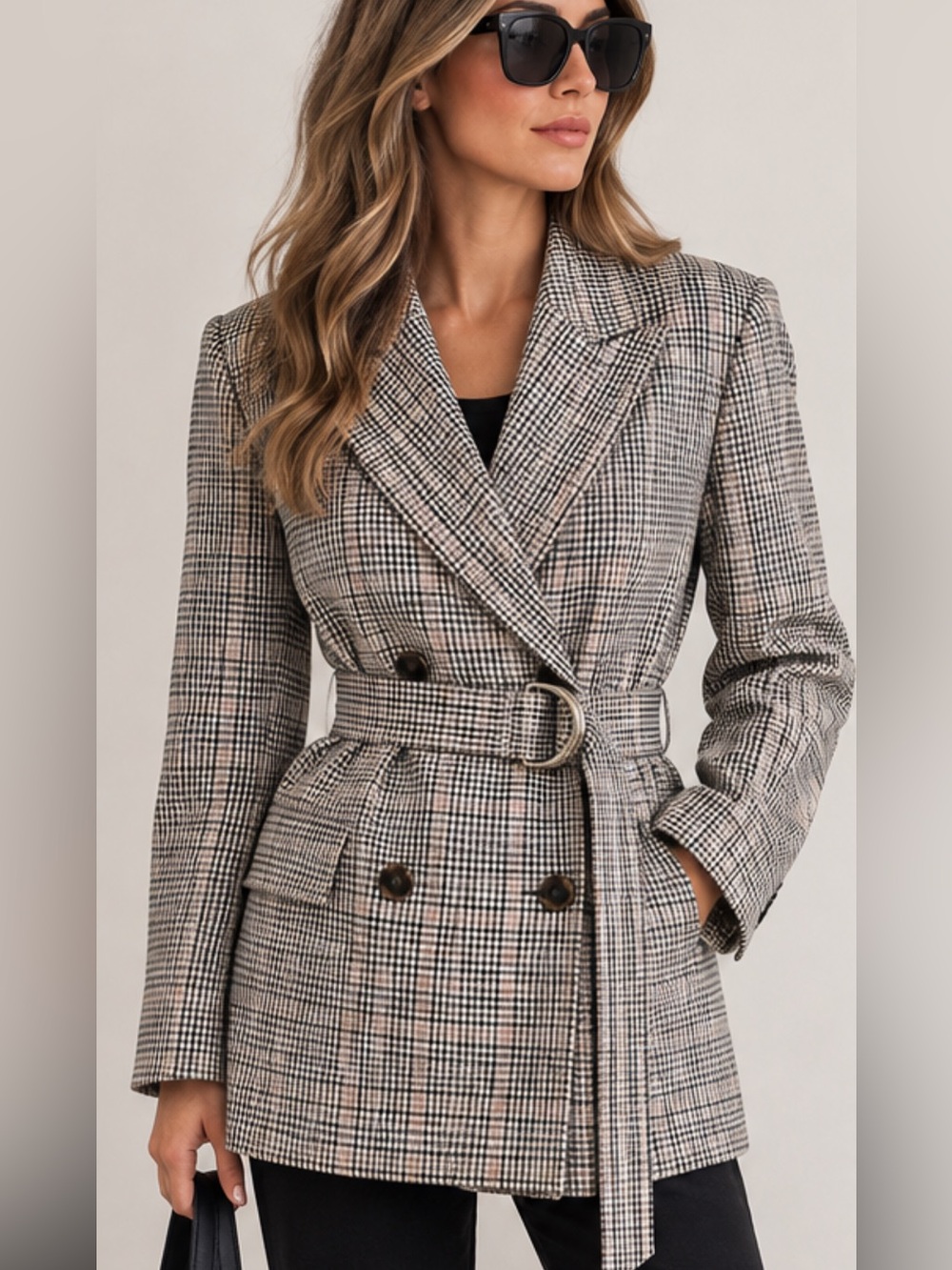 NWOT Kate Spade Plaid Double Breasted Belted Blazer Size 12